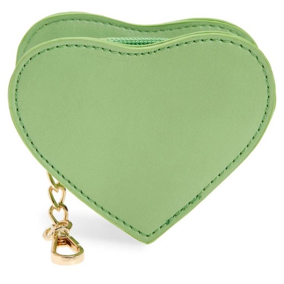 NWT Nordstrom Heart Shaped Pouch in Green - Picture 6 of 6